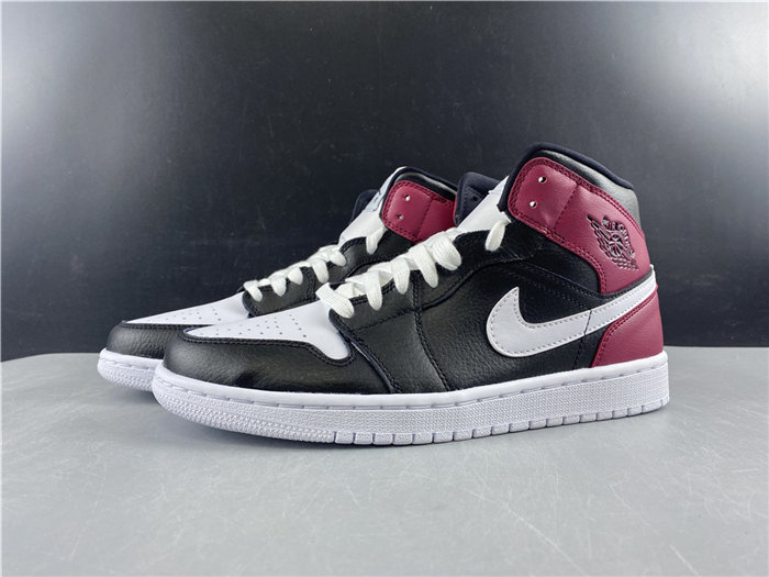 Jordan1 Mid Black Noble Red BQ6472-016